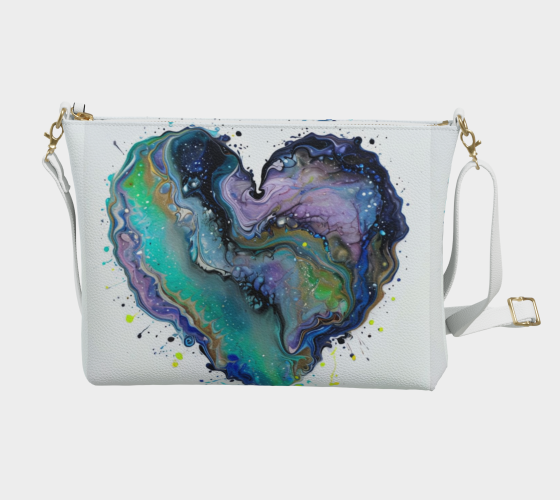 Fluid Art Heart - Vegan Leather Crossbody Purse