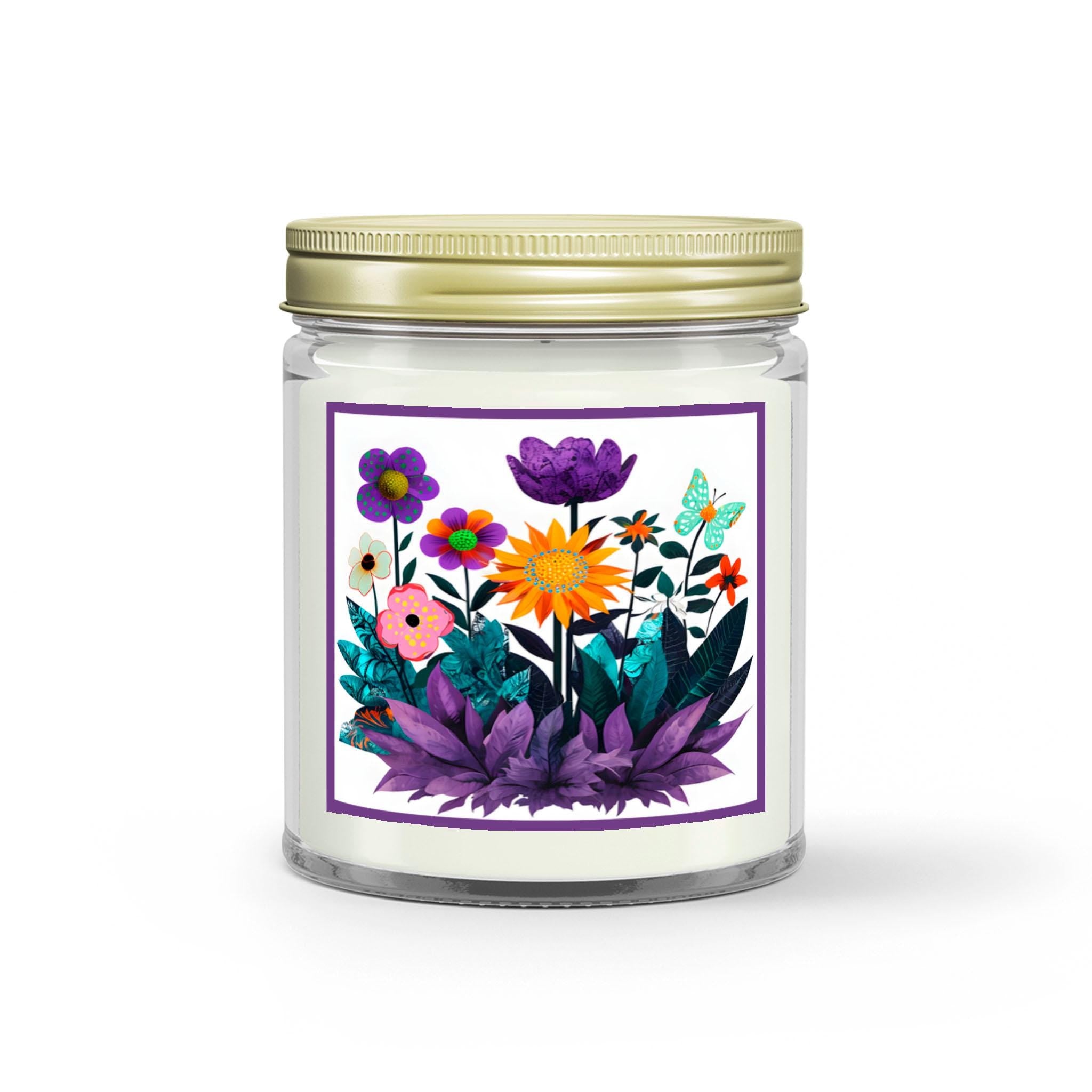 Abstract Purple Garden - Glass Jar Scented Candle
