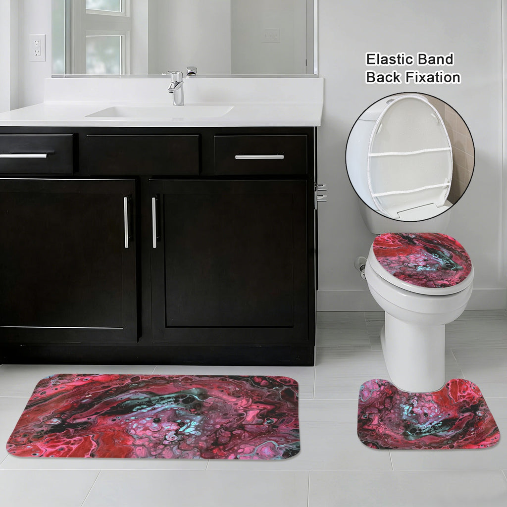 Deep Magenta 3-Piece Bathroom Rug Set