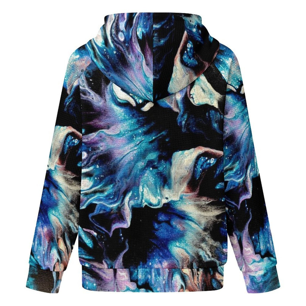 Teal Delight - Women's Full-zip Hoodie with Drawstring