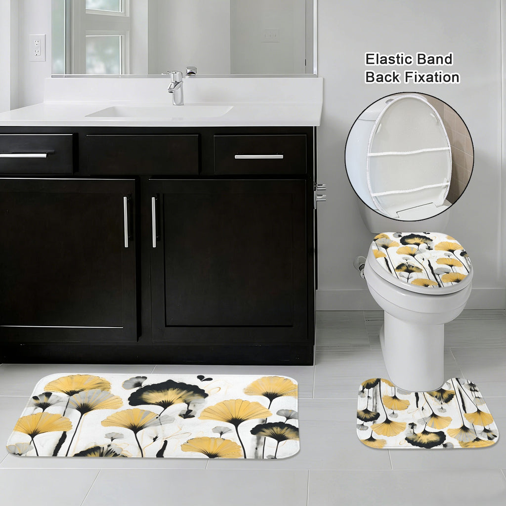 Golden Ginkgo 3-Piece Bathroom Rug Set