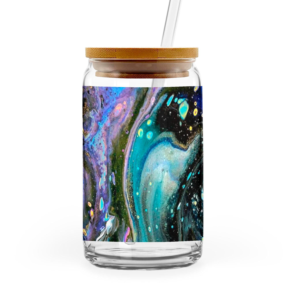 The Face - 16oz Glass Can with Bamboo Lid & Straw