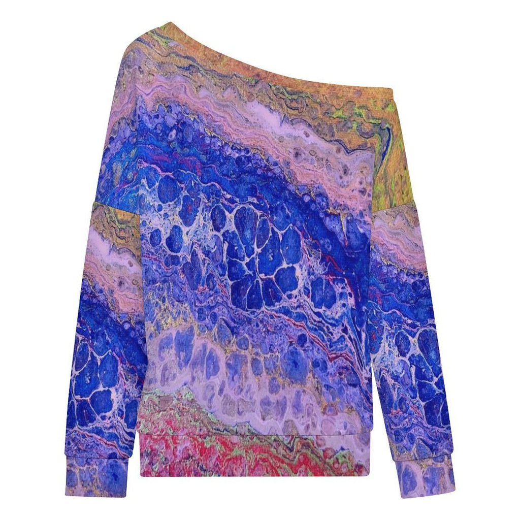 Tie-Dye Delight Women's Off-shoulder Long Sleeve Sweatshirt
