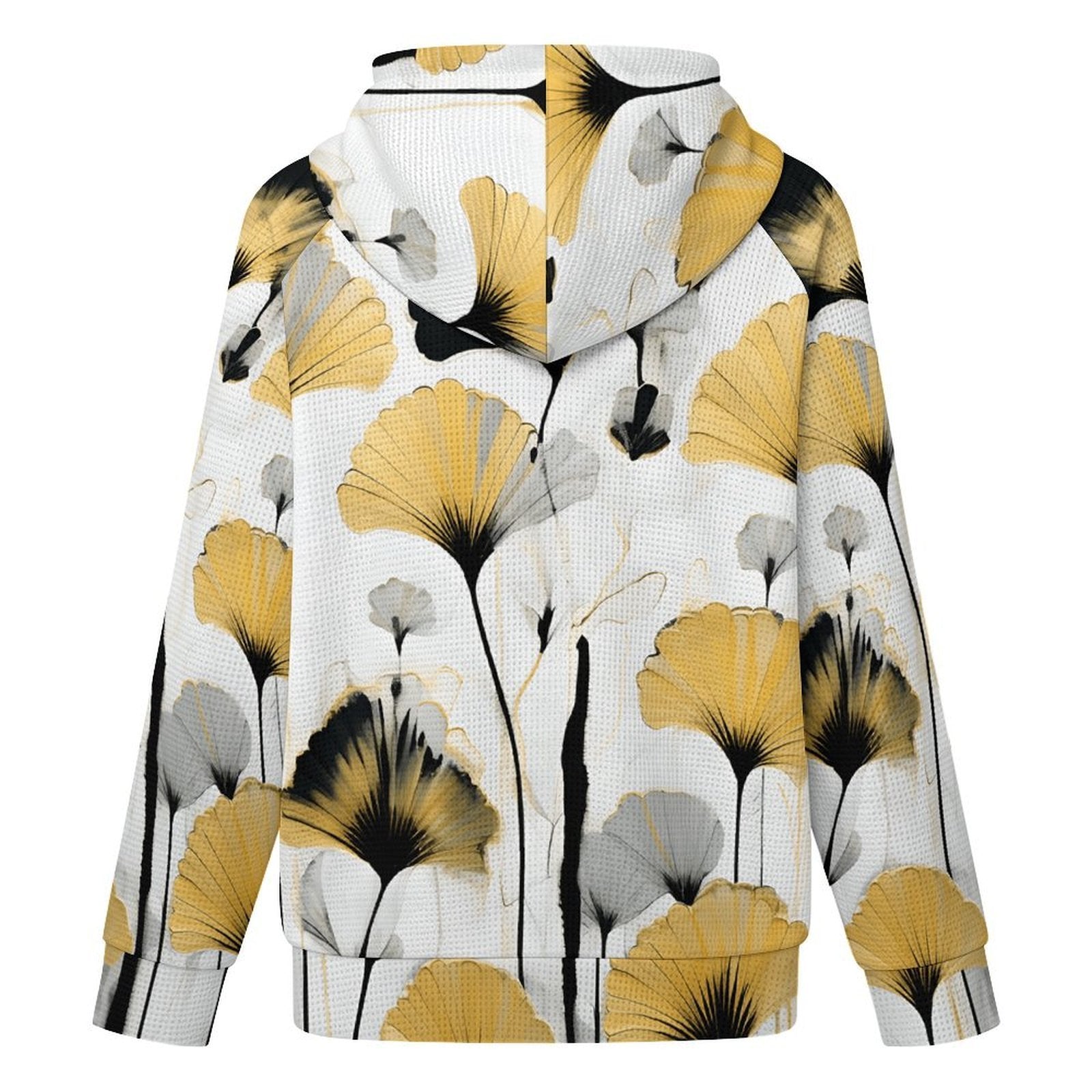 Golden Ginkgo - Women's Full-zip Hoodie with Drawstring
