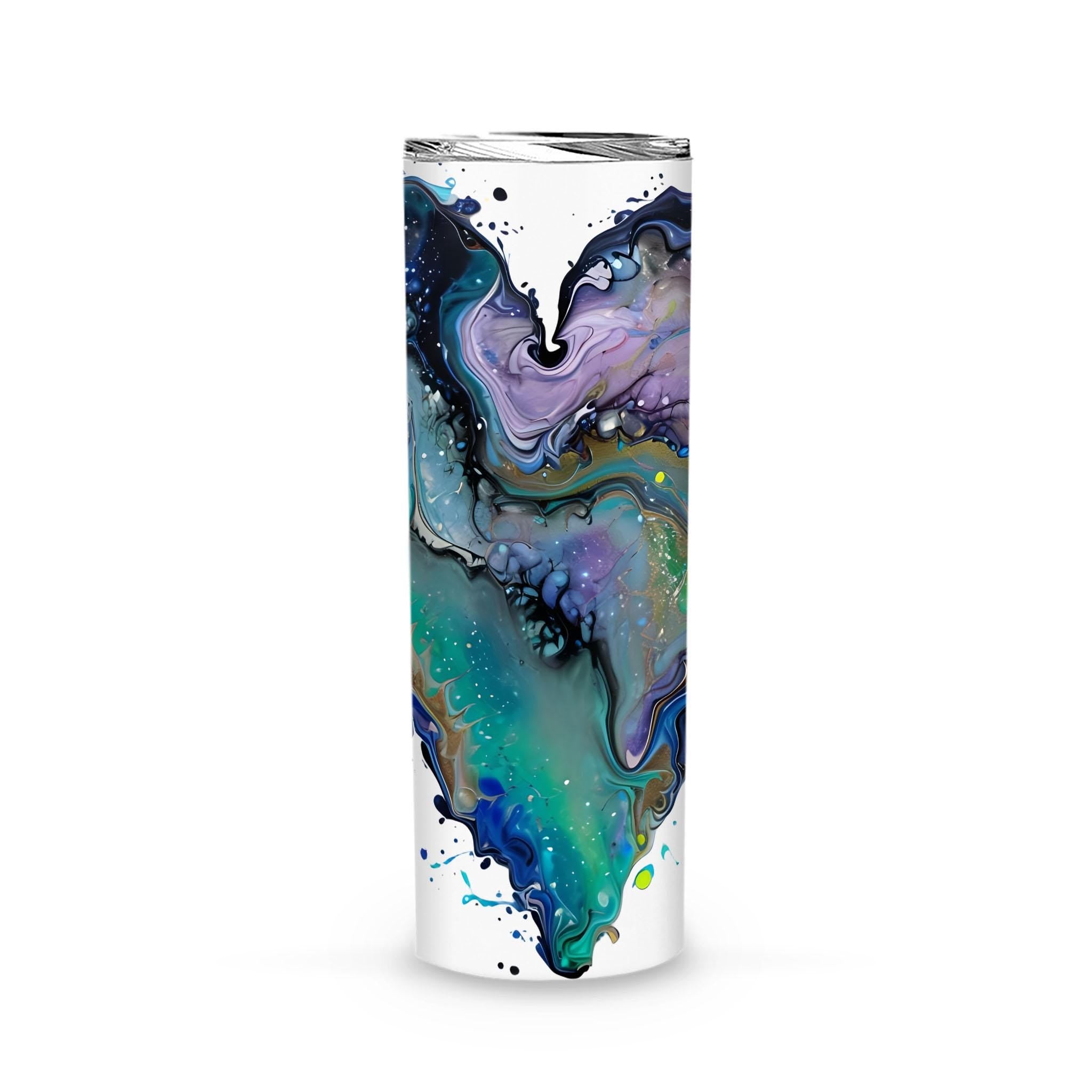 Fluid Art Heart - Skinny Tumbler