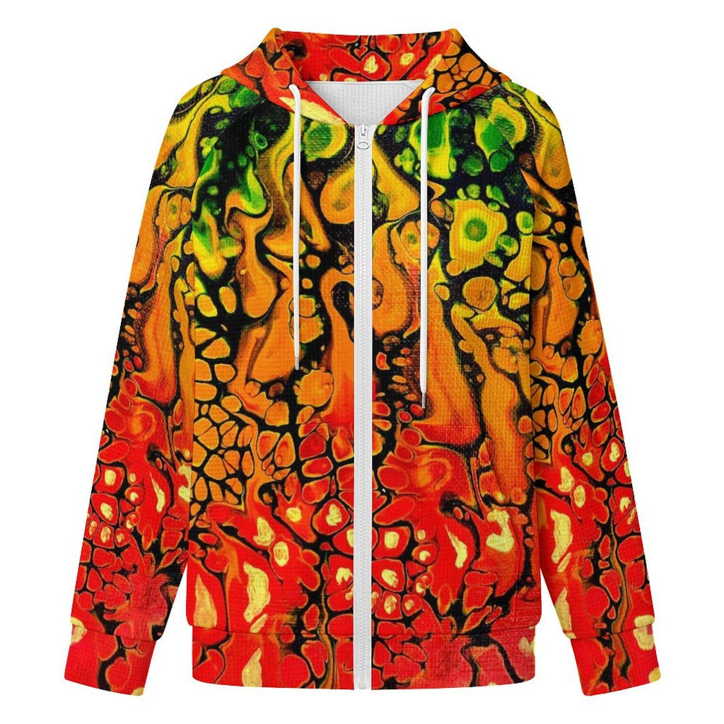 Fire - Women's Full-zip Hoodie with Drawstring