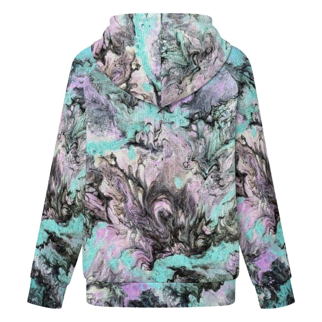 Turquoise Splash - Women's Full-zip Hoodie with Drawstring