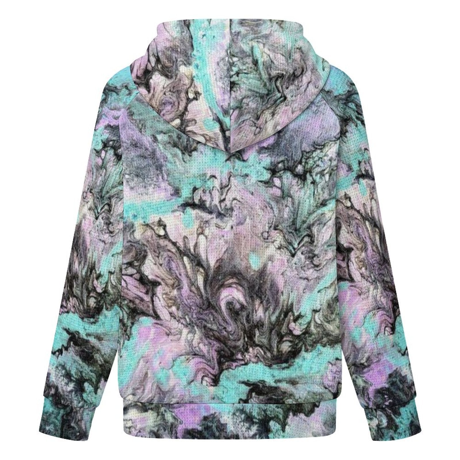 Turquoise Splash - Women's Full-zip Hoodie with Drawstring