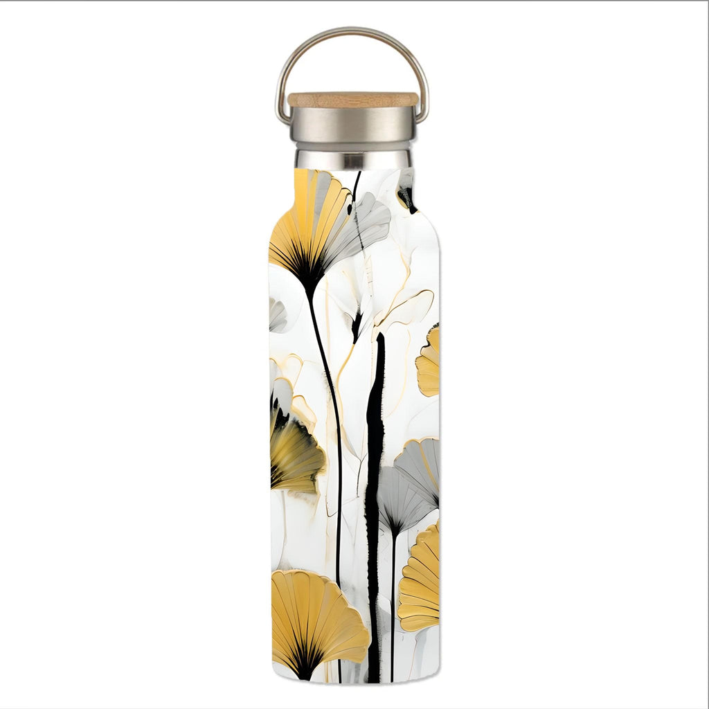 Golden Ginkgo - Stainless Steel Water Bottle with Bamboo Lid