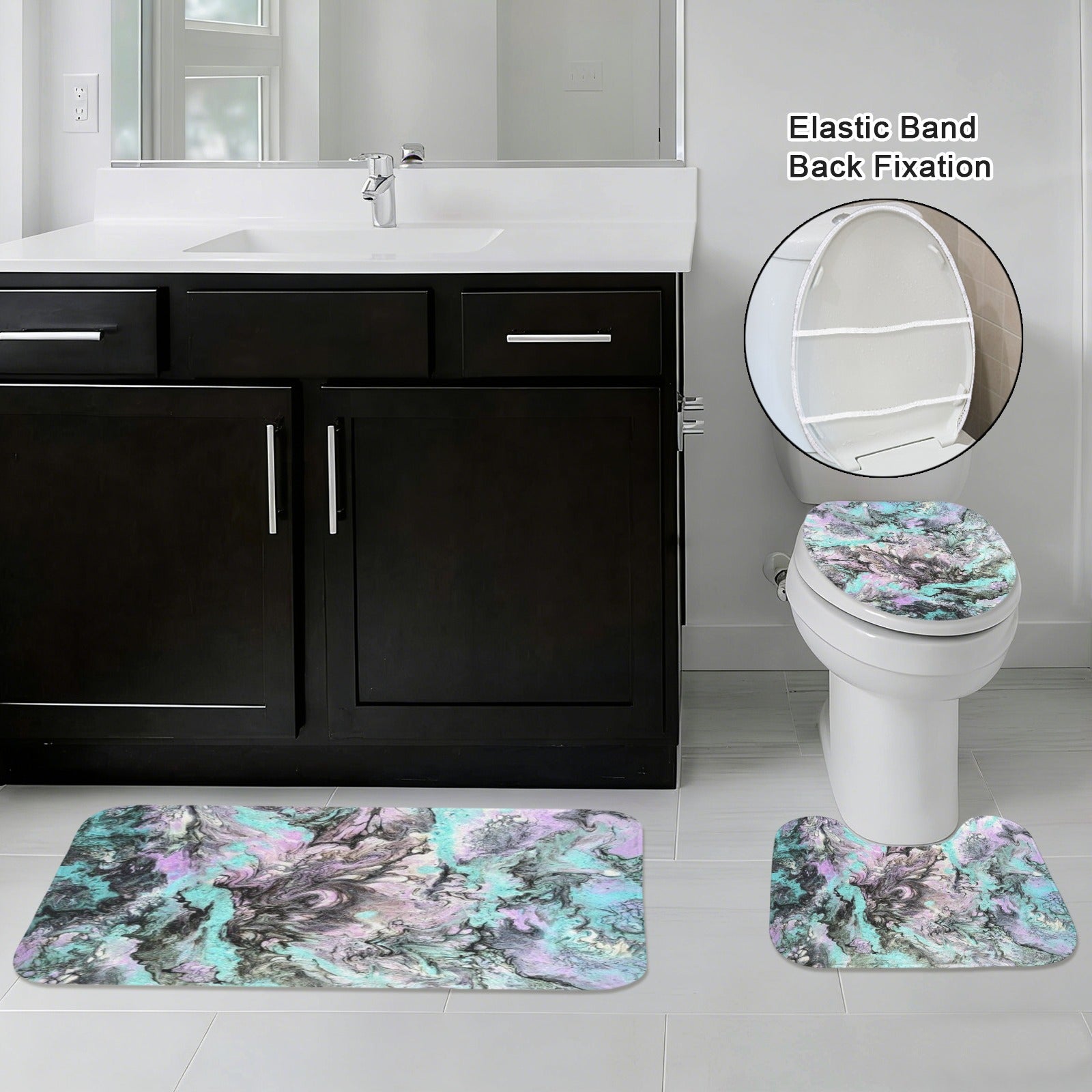 Turquoise Splash 3-Piece Bathroom Rug Set