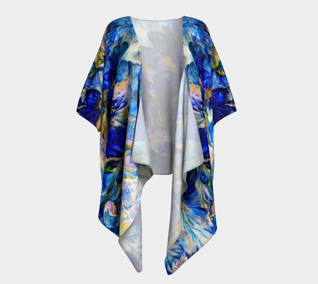 Royal Blue Garden Draped Kimono