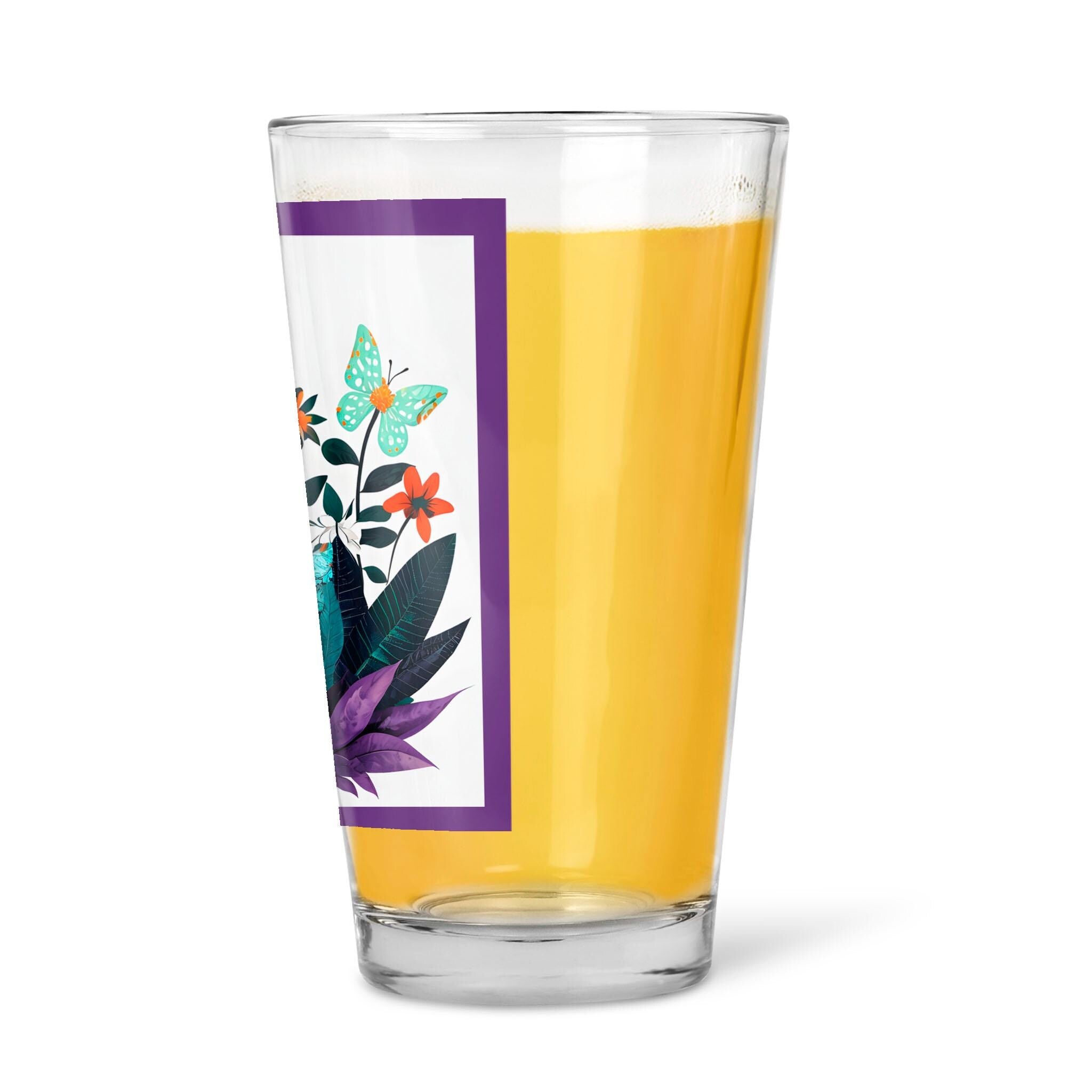 Abstract Purple Garden - 16oz Pint Beer Glass