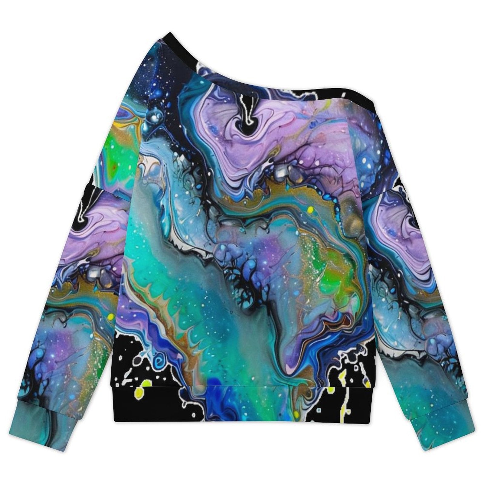 Fluid Art Heart Women's Off-shoulder Long Sleeve Sweatshirt