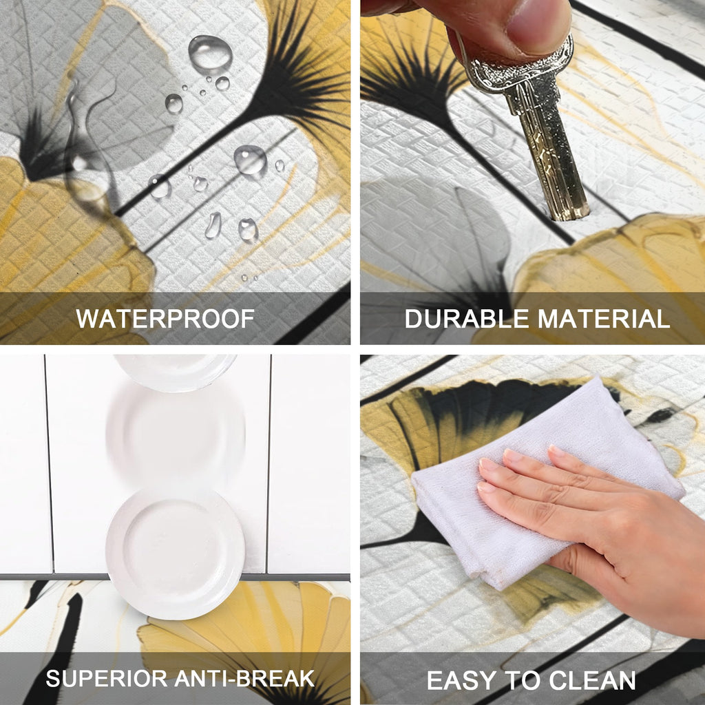 Golden Ginkg0 PVC Anti-Fatigue Kitchen Mat 71x24inch