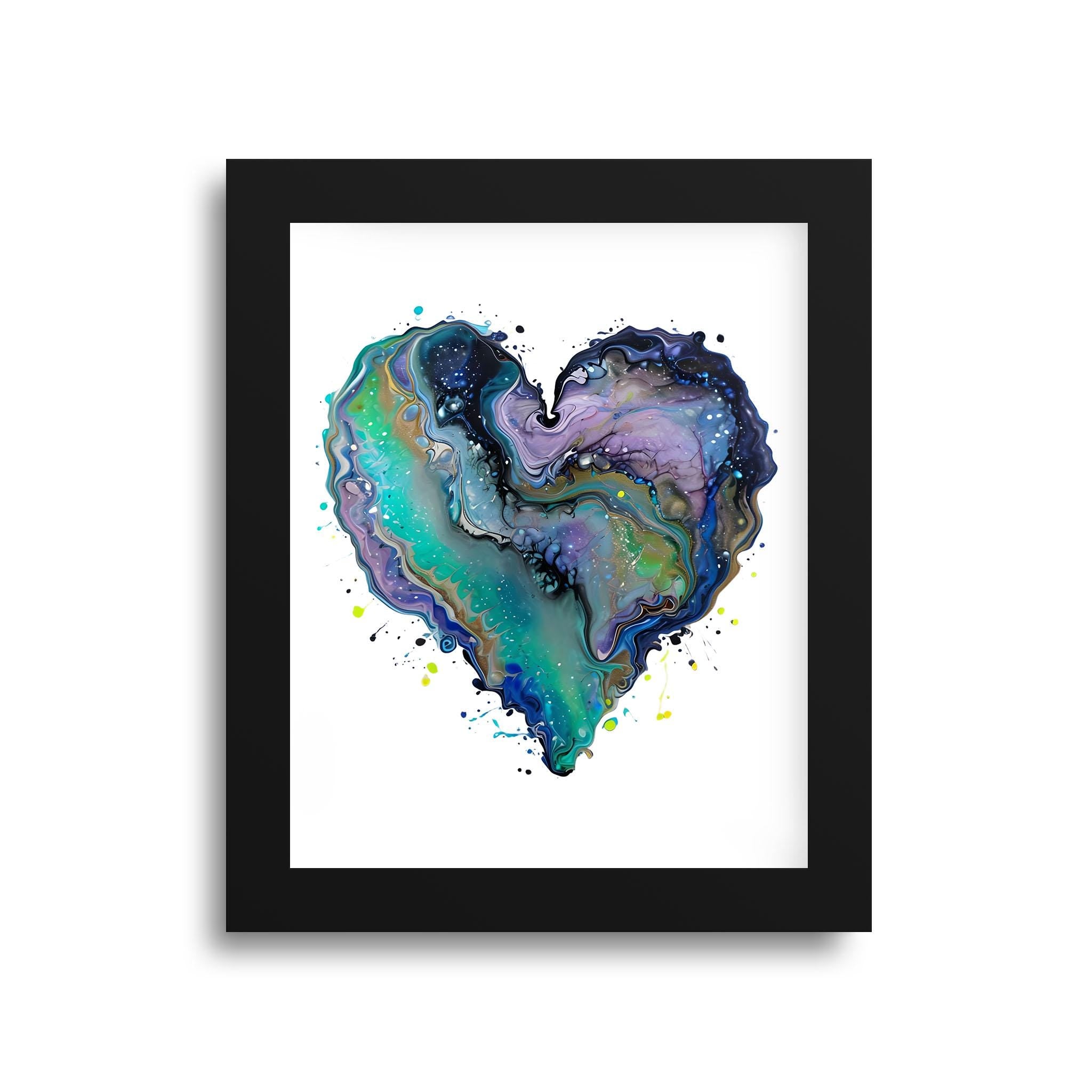 Fluid Art Heart (1) - Framed Art Print (1" frame)