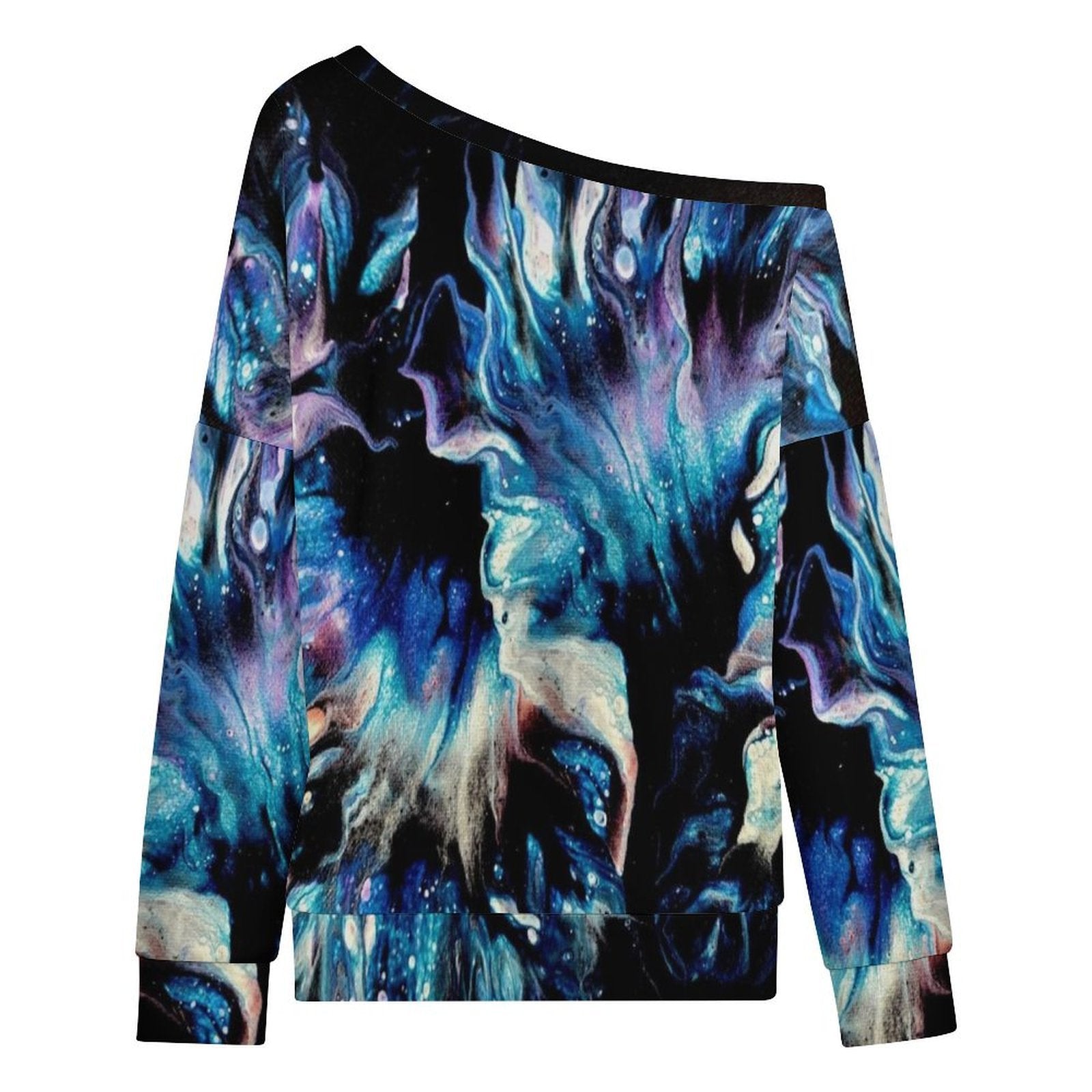 Teal Delight Women's Off-shoulder Long Sleeve Sweatshirt