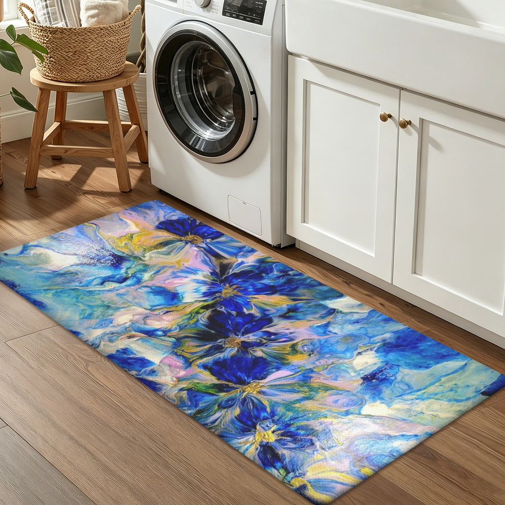 Royal Blue Garden PVC Anti-Fatigue Kitchen Mat 48x24inch