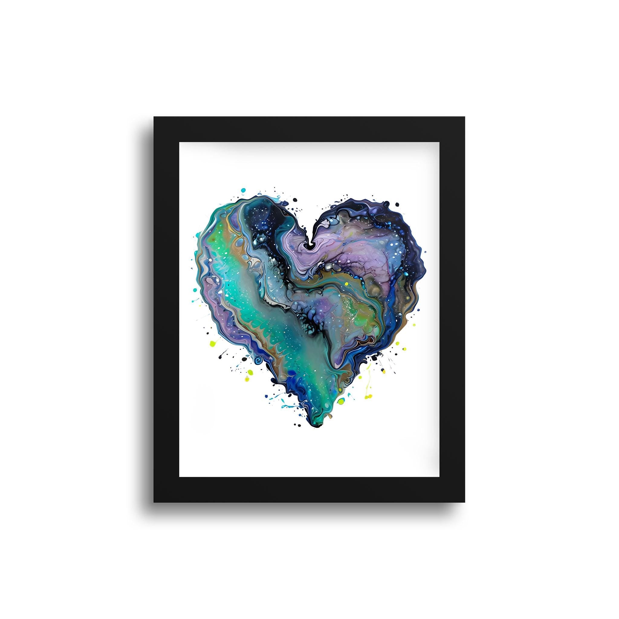 Fluid Art Heart (1) - Framed Art Print (1" frame)