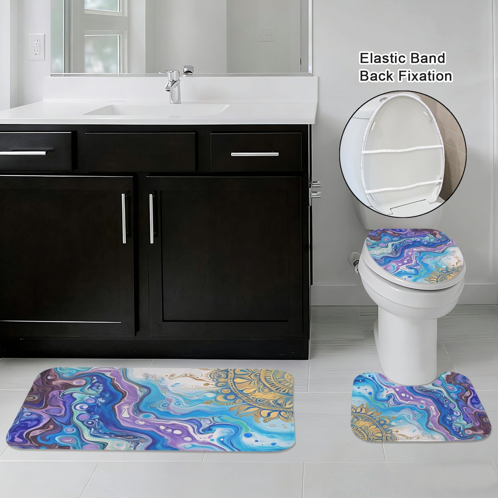 Mandala Sun 3-Piece Bathroom Rug Set