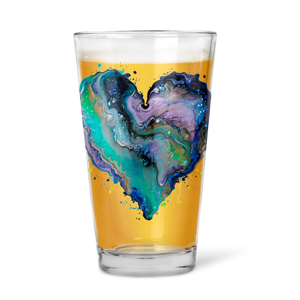 Fluid Art Heart - 16oz Pint Beer Glass