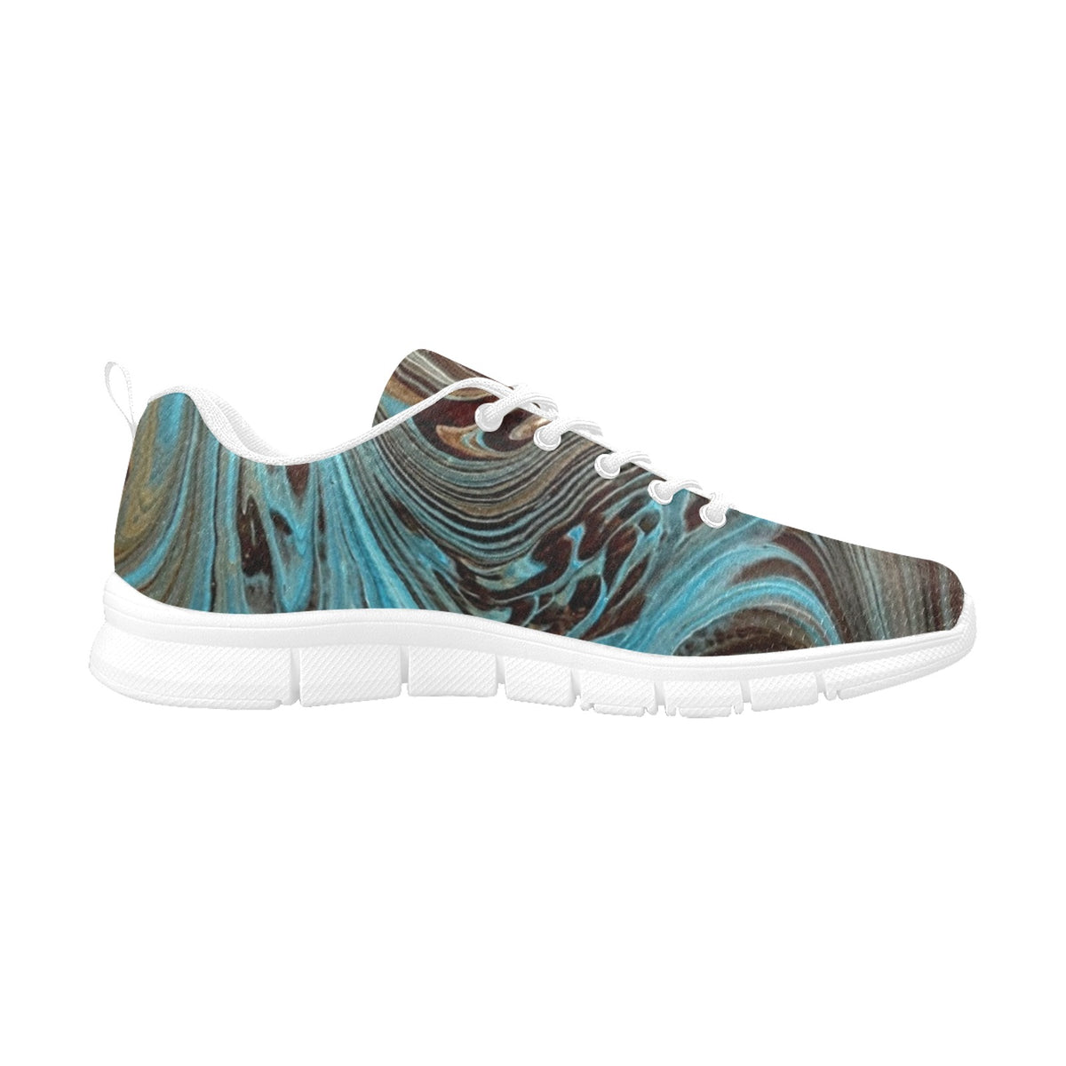 Losing My Marbles White Men's Breathable Running Shoes (Model 055)