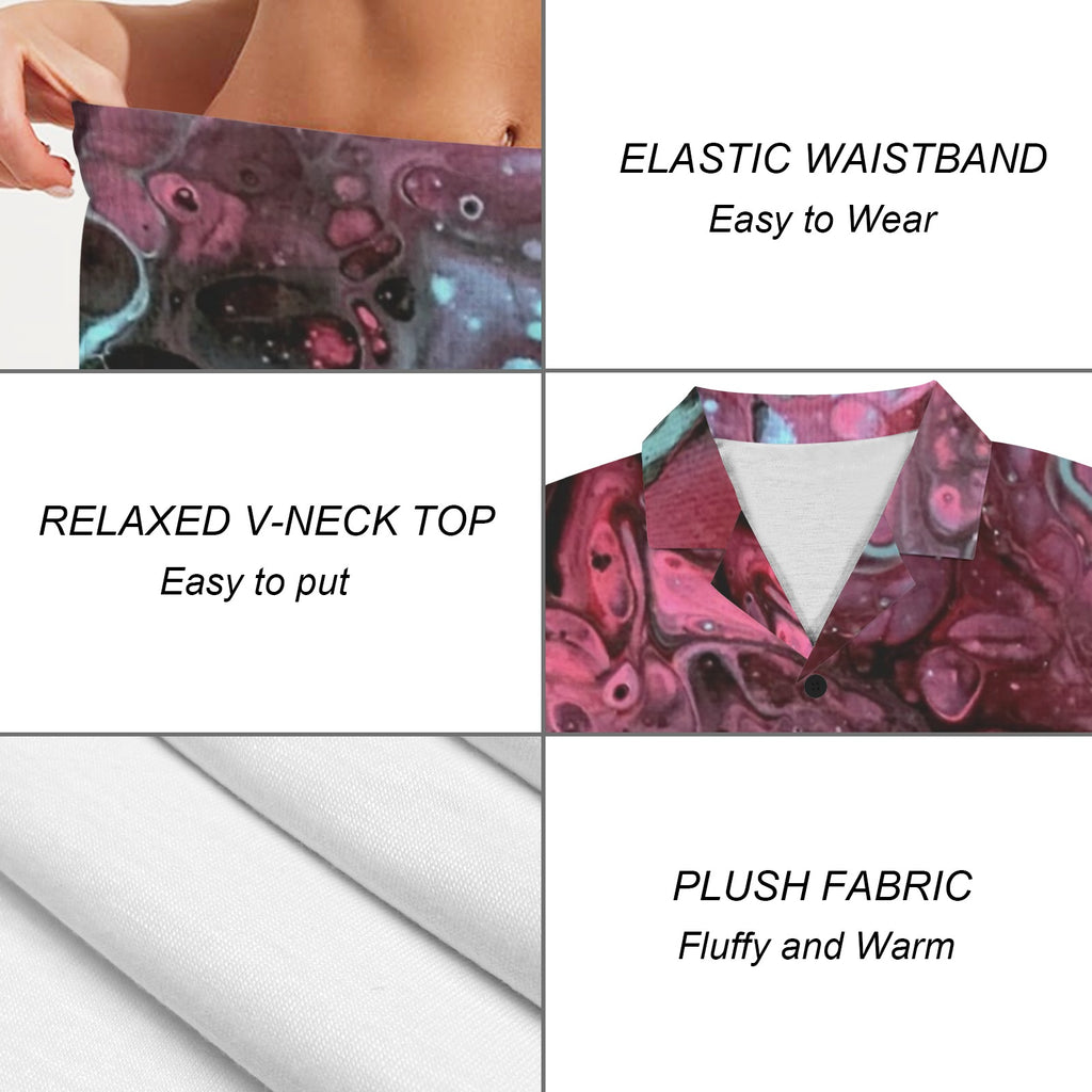 Deep Magenta Women's V-Neck Short Pajama Set