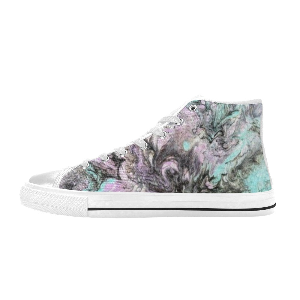 Turquoise Splash - Men's Classic High-Top Canvas Shoes