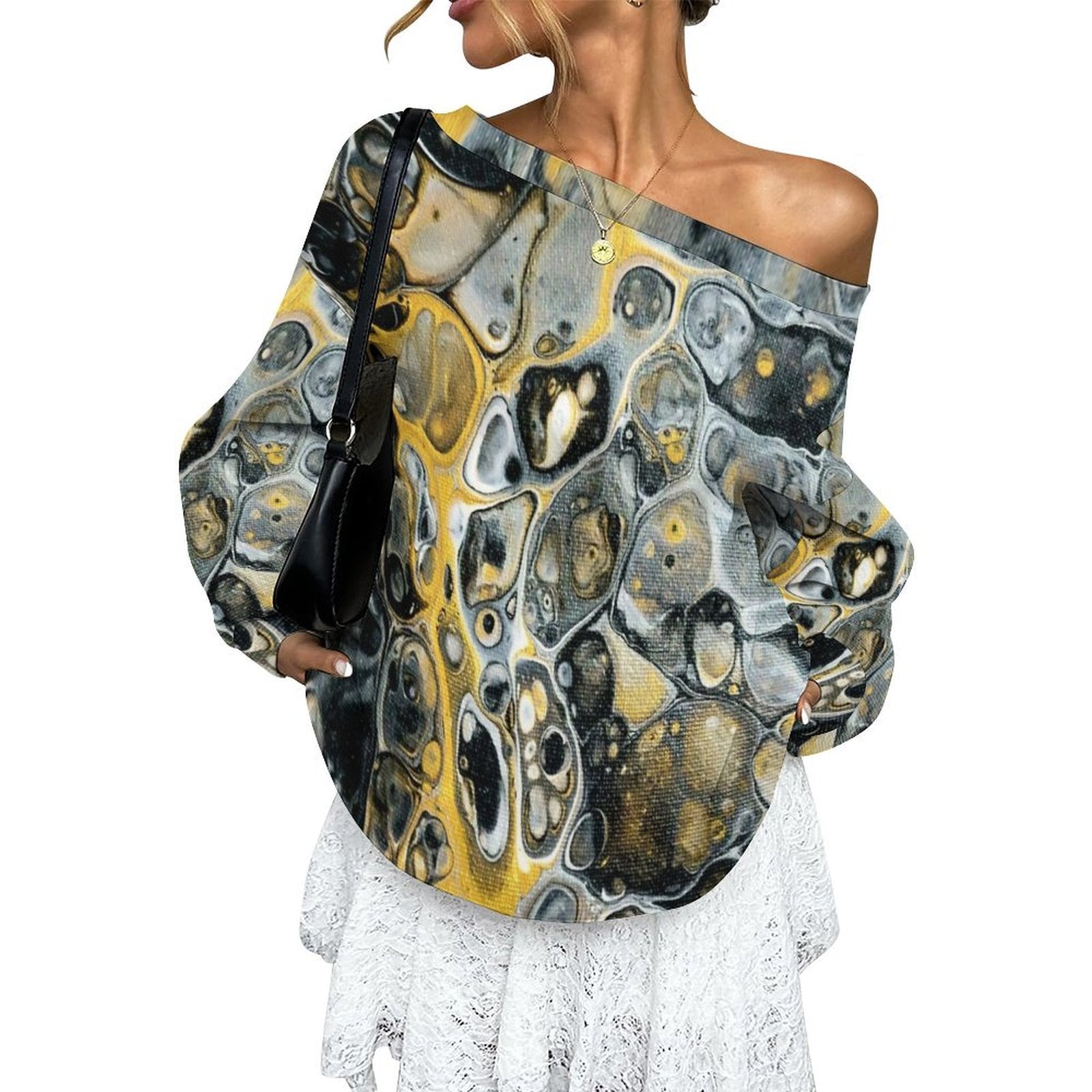 Stone Art Women's Off-shoulder Long Sleeve Sweatshirt