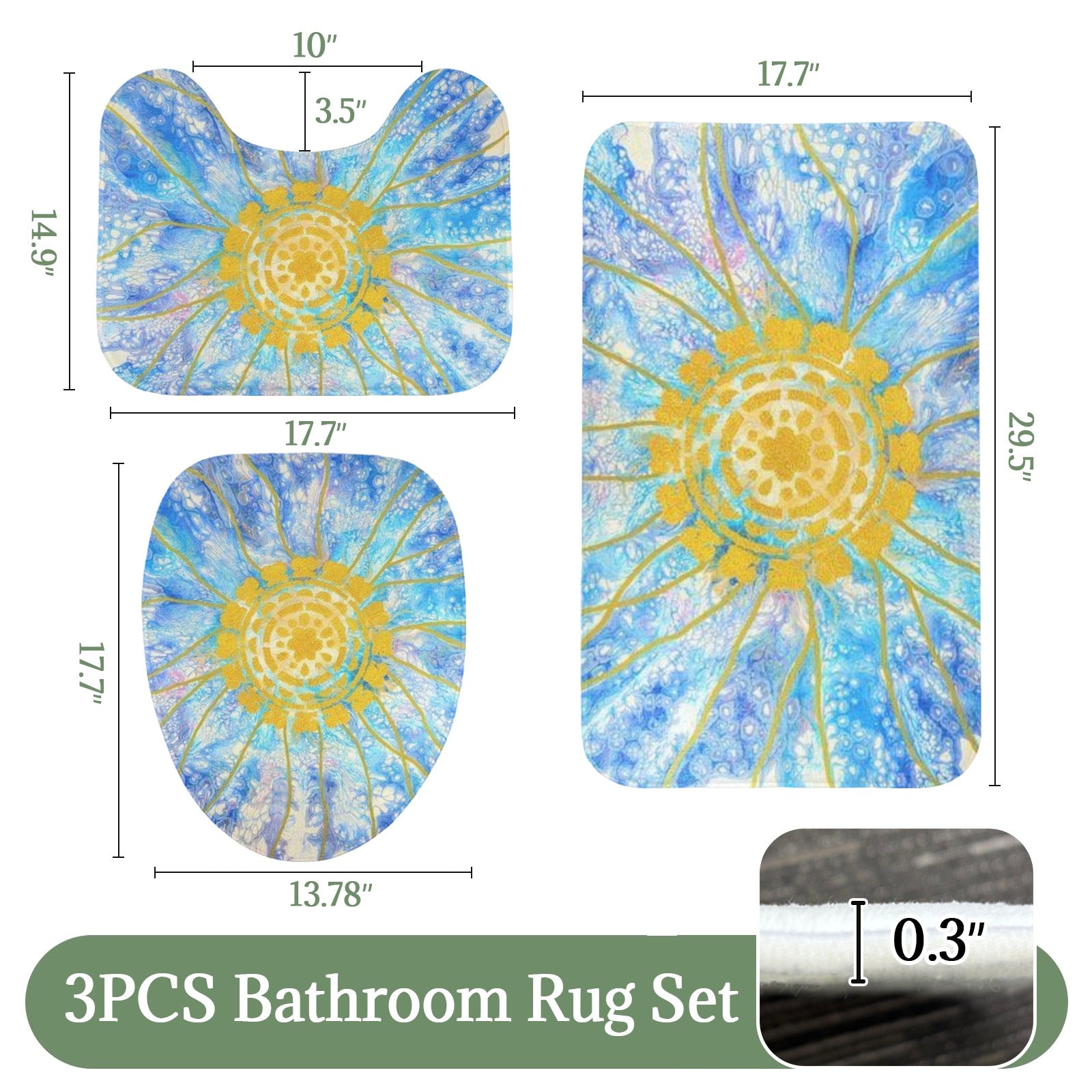 Serenity 3-Piece Bathroom Rug Set