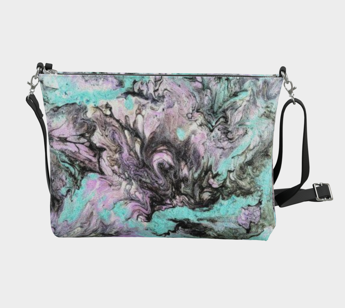 Turquoise Splash - Vegan Leather Crossbody Purse