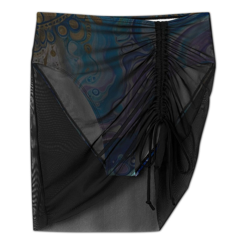 Mandala Sun - Design Women's Mesh Drawstring Skirt and Swimsuit Set