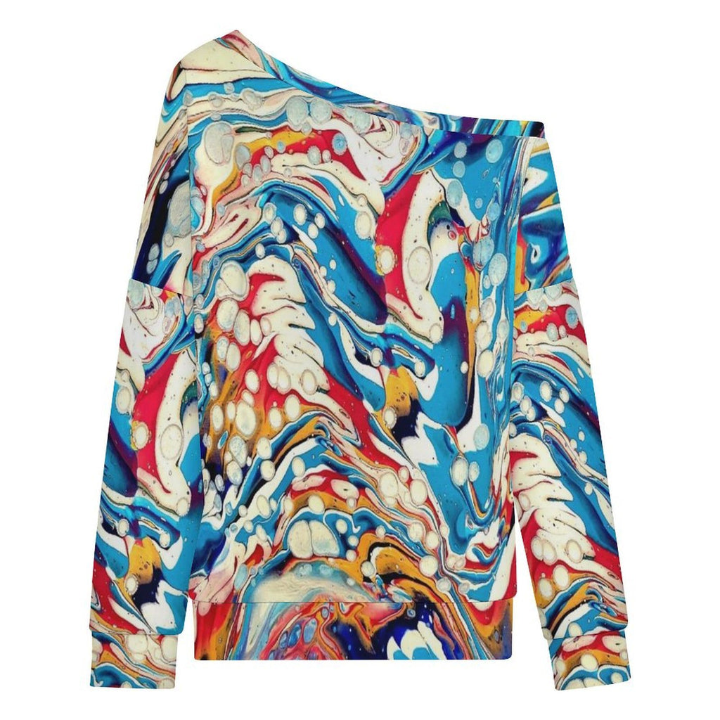 Color Me Happy Women's Off-shoulder Long Sleeve Sweatshirt