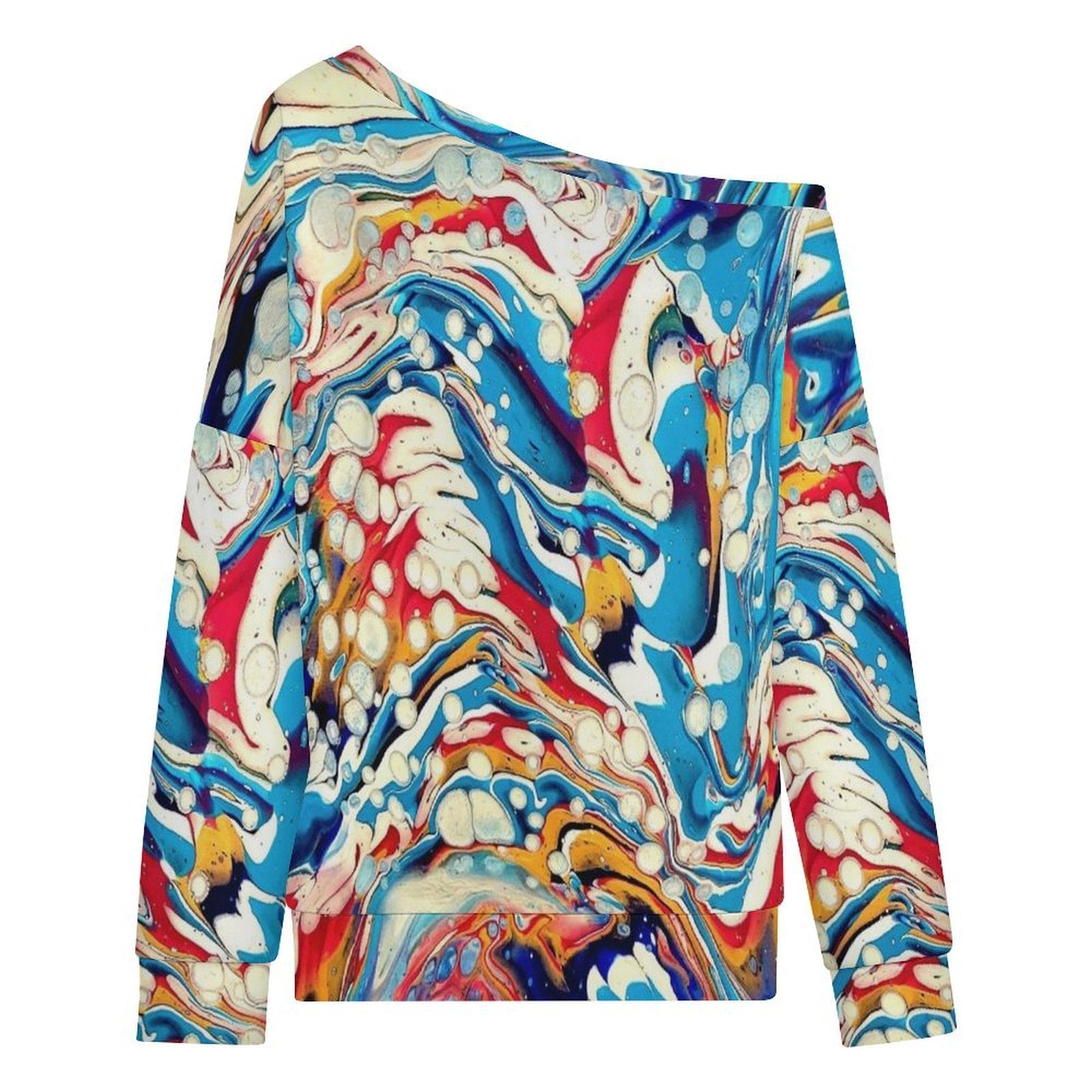 Color Me Happy Women's Off-shoulder Long Sleeve Sweatshirt