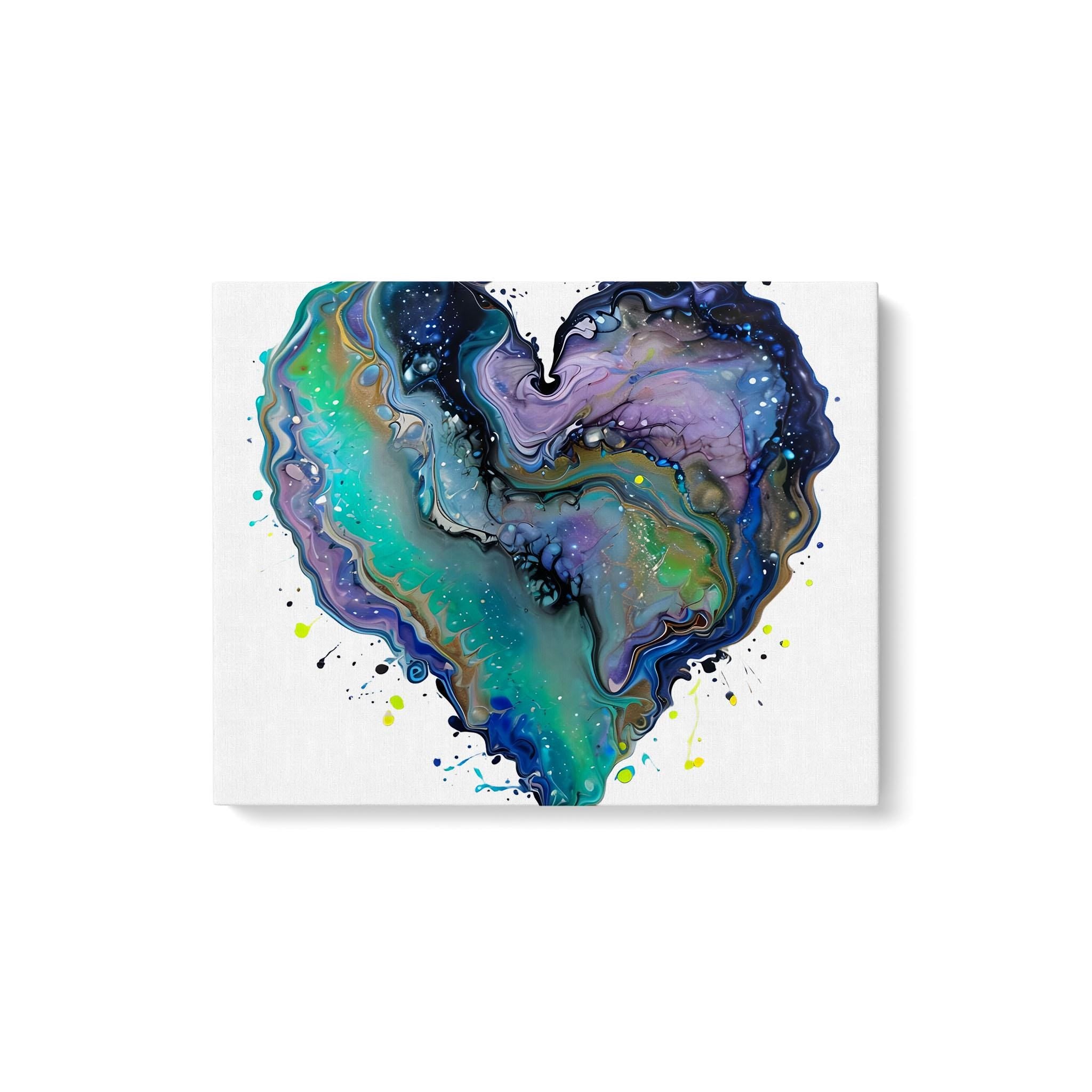 Fluid Art Heart Canvas – Modern Abstract Love, 1.25" Depth