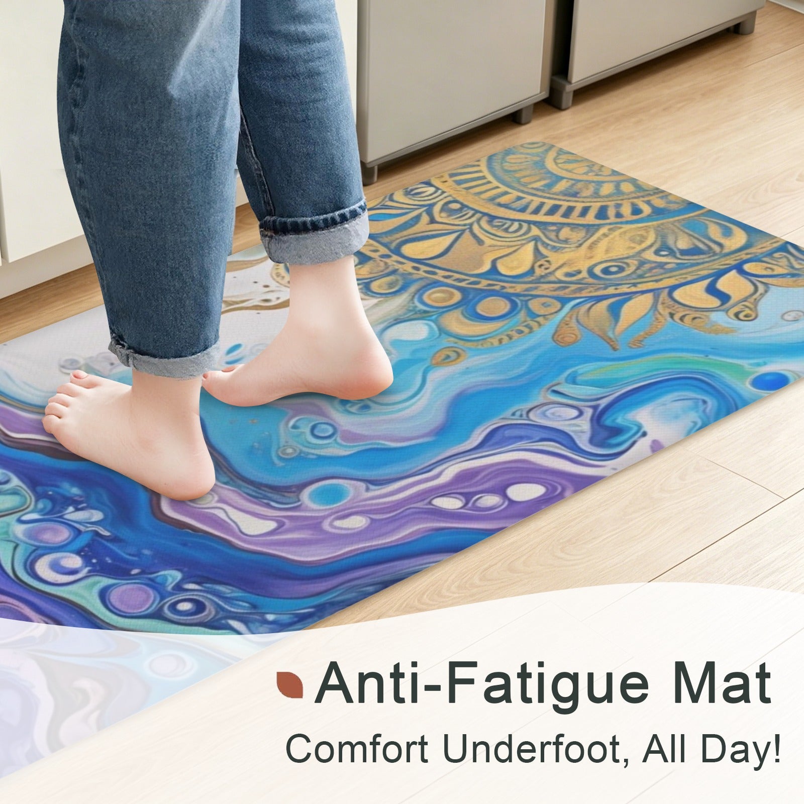 Mandala Sun PVC Anti-Fatigue Kitchen Mat 48x24inch