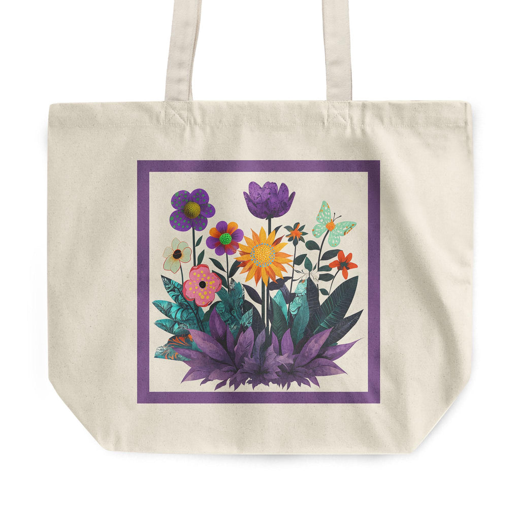 Abstract Purple Garden - Rounded Canvas Tote Bag
