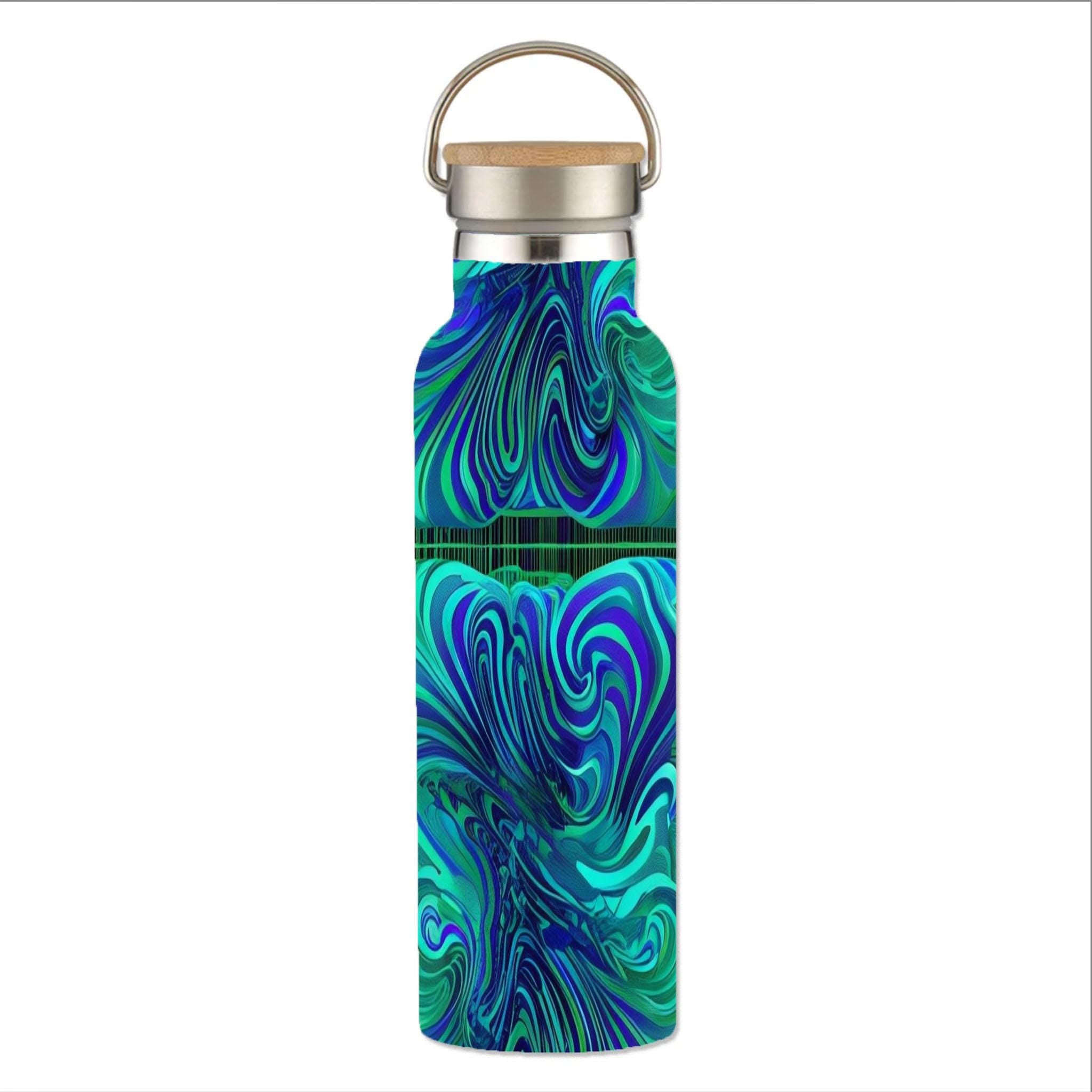Dreamy Spirals - Stainless Steel Water Bottle with Bamboo Lid