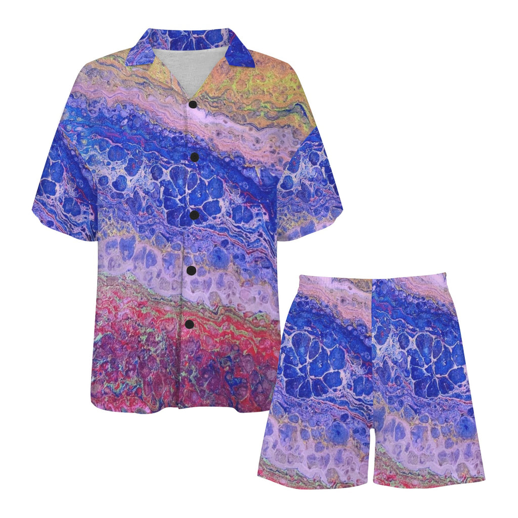 Tie Dye Delight Women's V-Neck Short Pajama Set