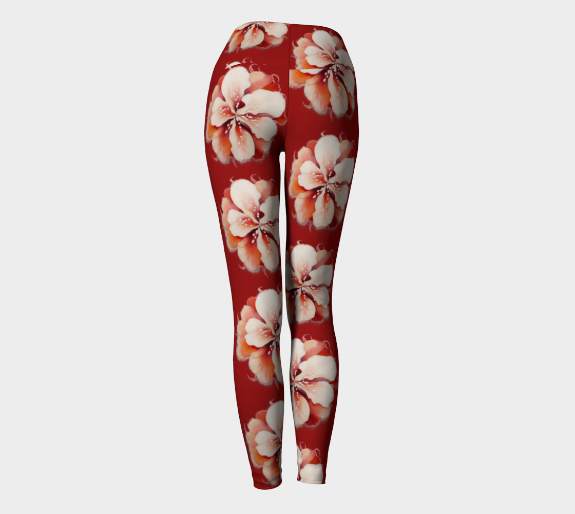 Floral Red - Yoga Leggings