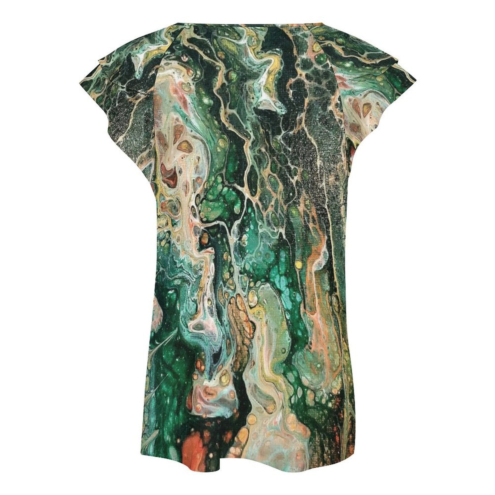 Fall Women's Ruffle Sleeve V-Neck T-Shirt