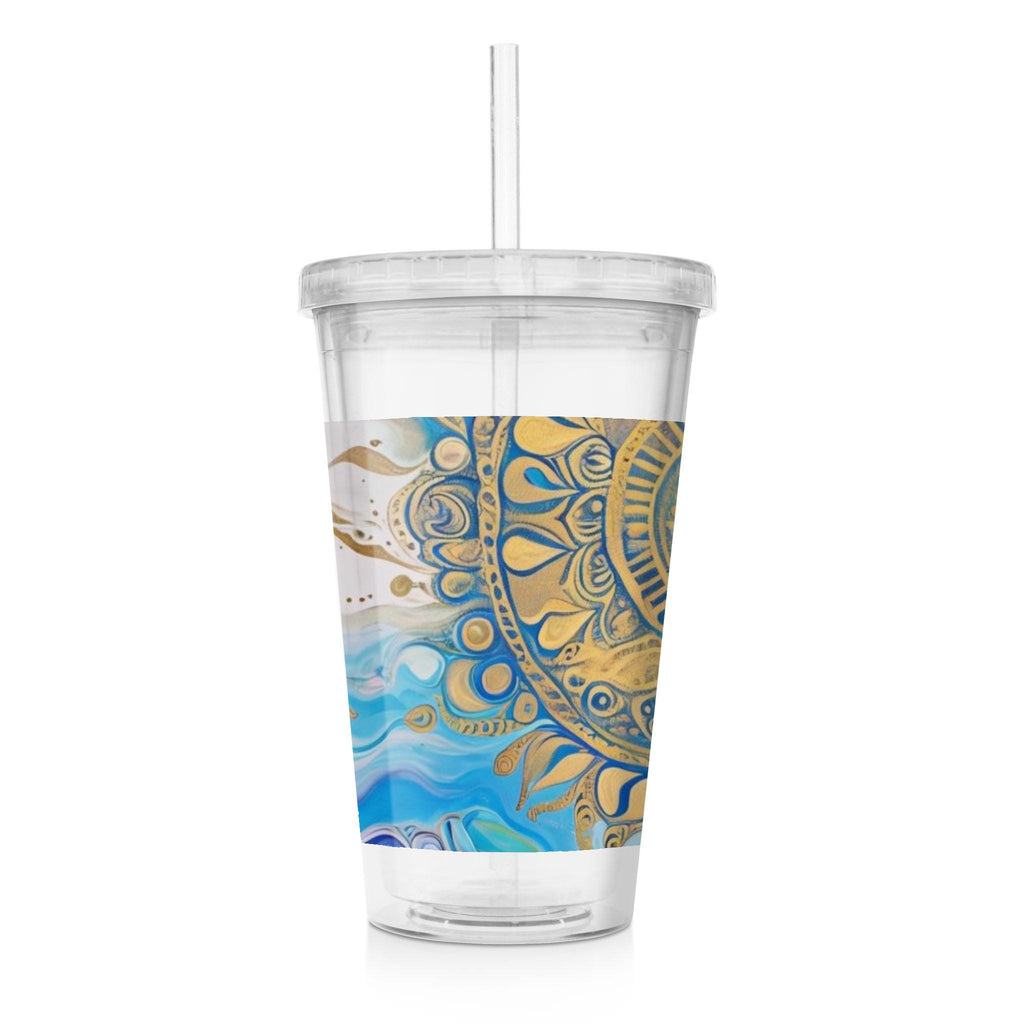 Mandala Sun - Clear Acrylic Tumbler w/Straw & Lid