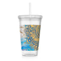 Mandala Sun - Clear Acrylic Tumbler w/Straw & Lid