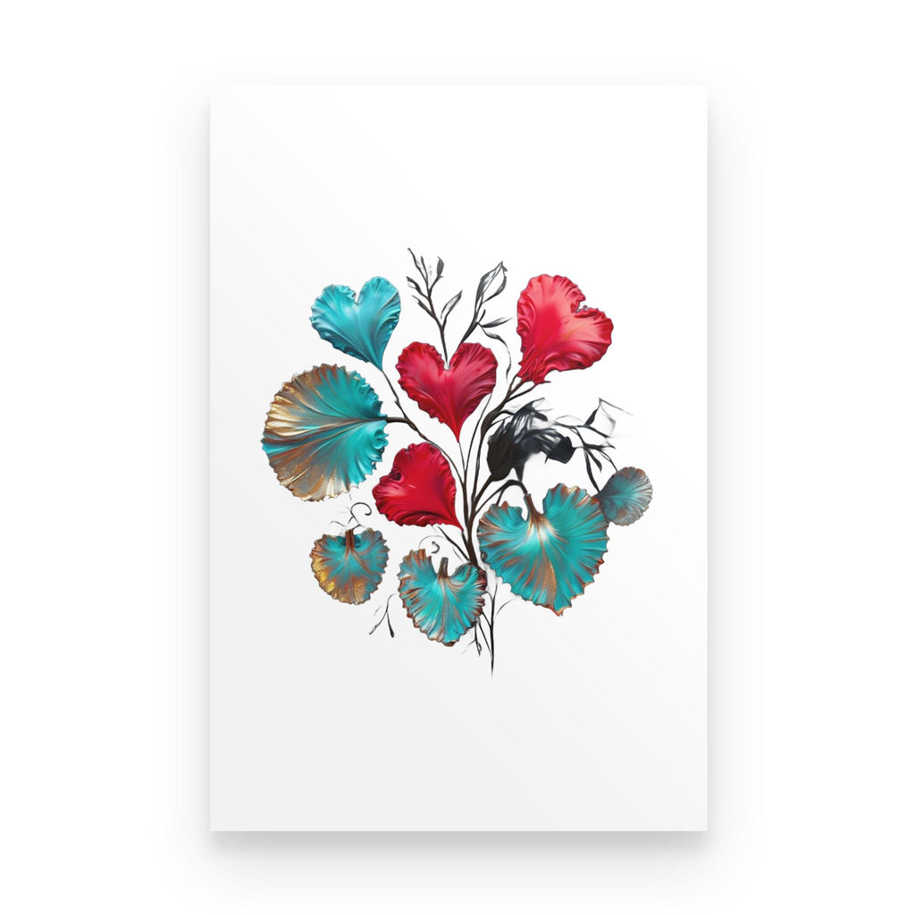 Hearts Floral Art Print – Whimsical Foliage Poster