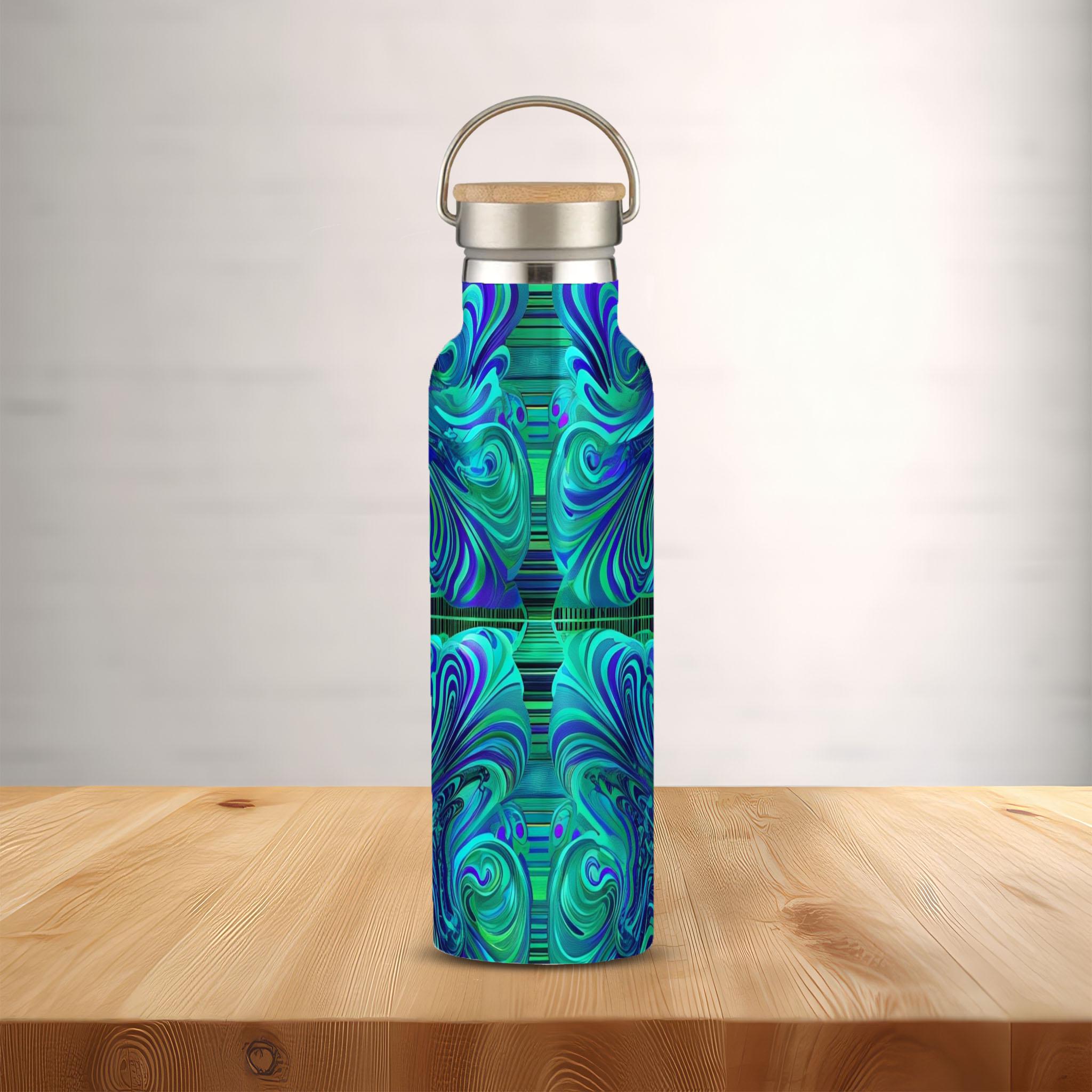 Dreamy Spirals - Stainless Steel Water Bottle with Bamboo Lid