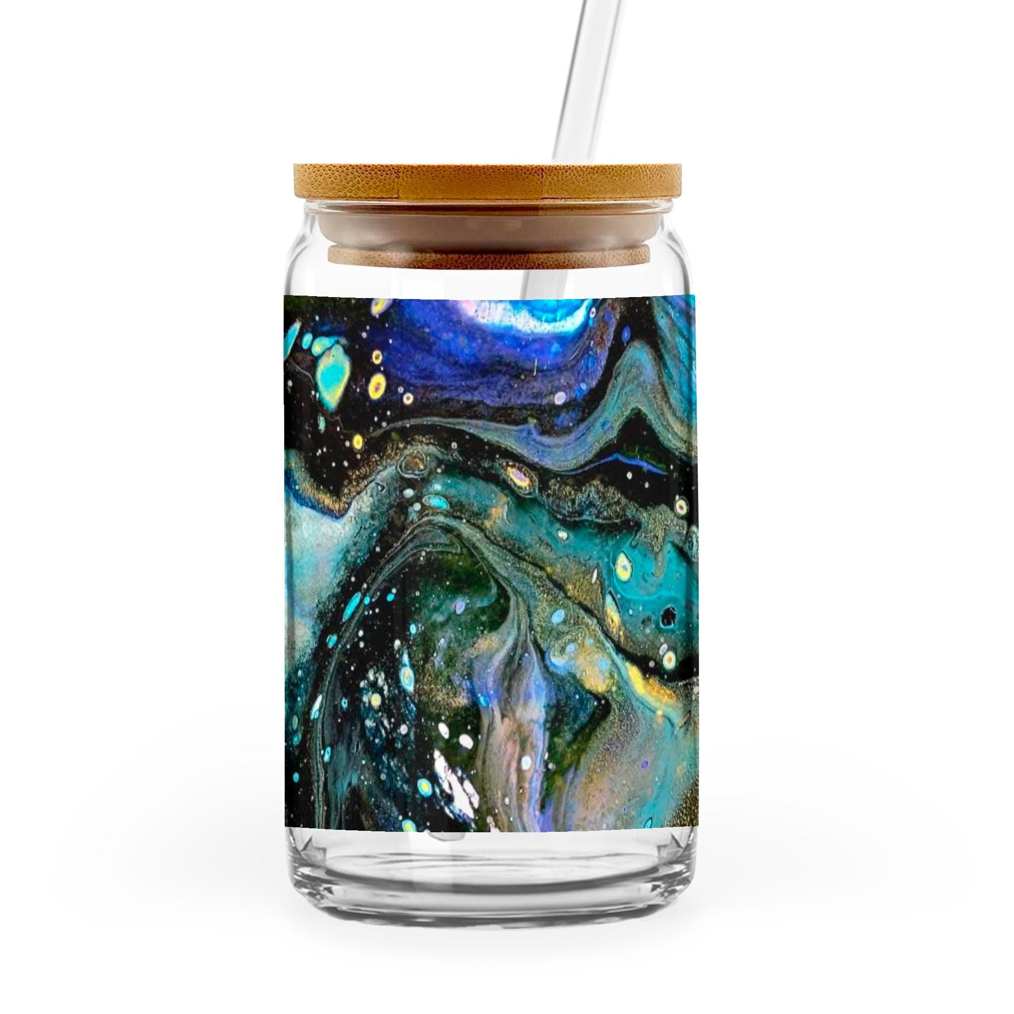 The Face - 16oz Glass Can with Bamboo Lid & Straw