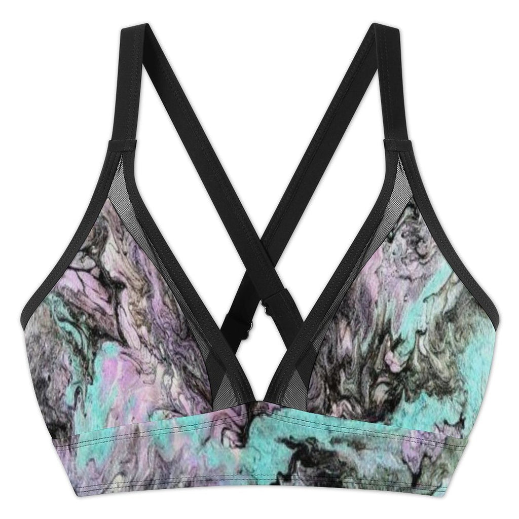 Turquoise Splash - Design Women's Mesh Drawstring Skirt and Swimsuit Set