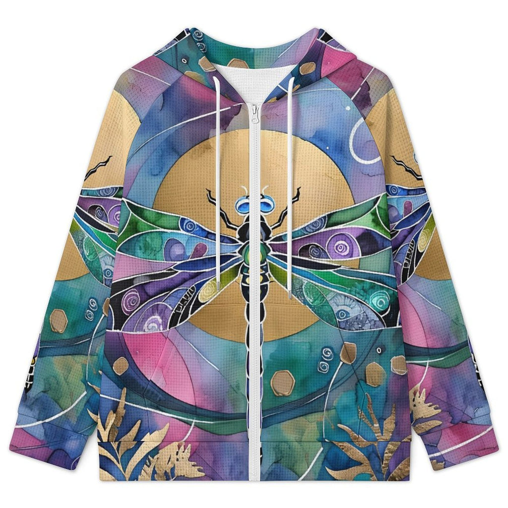 Dragonfly Sun - Women's Full-zip Hoodie with Drawstring
