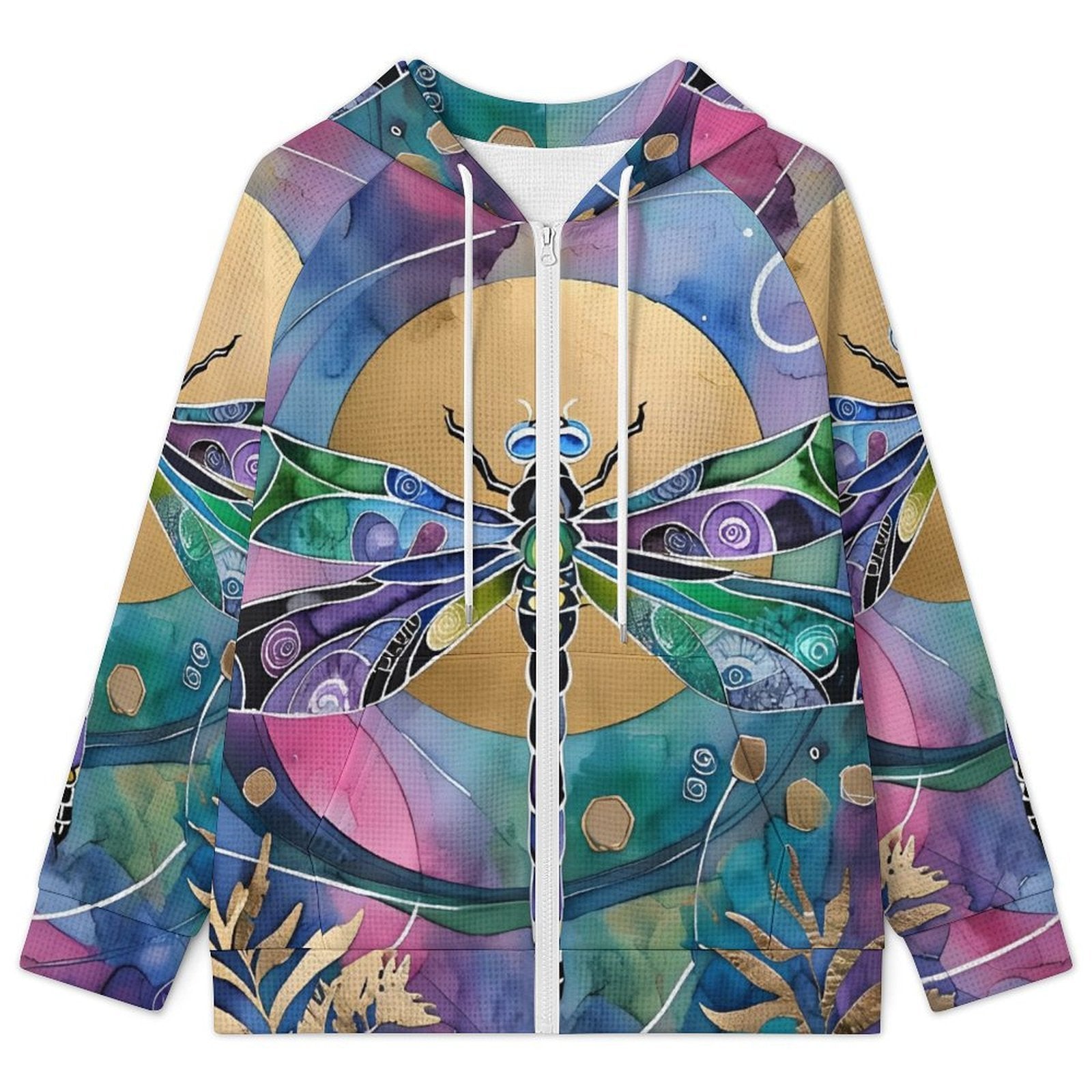 Dragonfly Sun - Women's Full-zip Hoodie with Drawstring