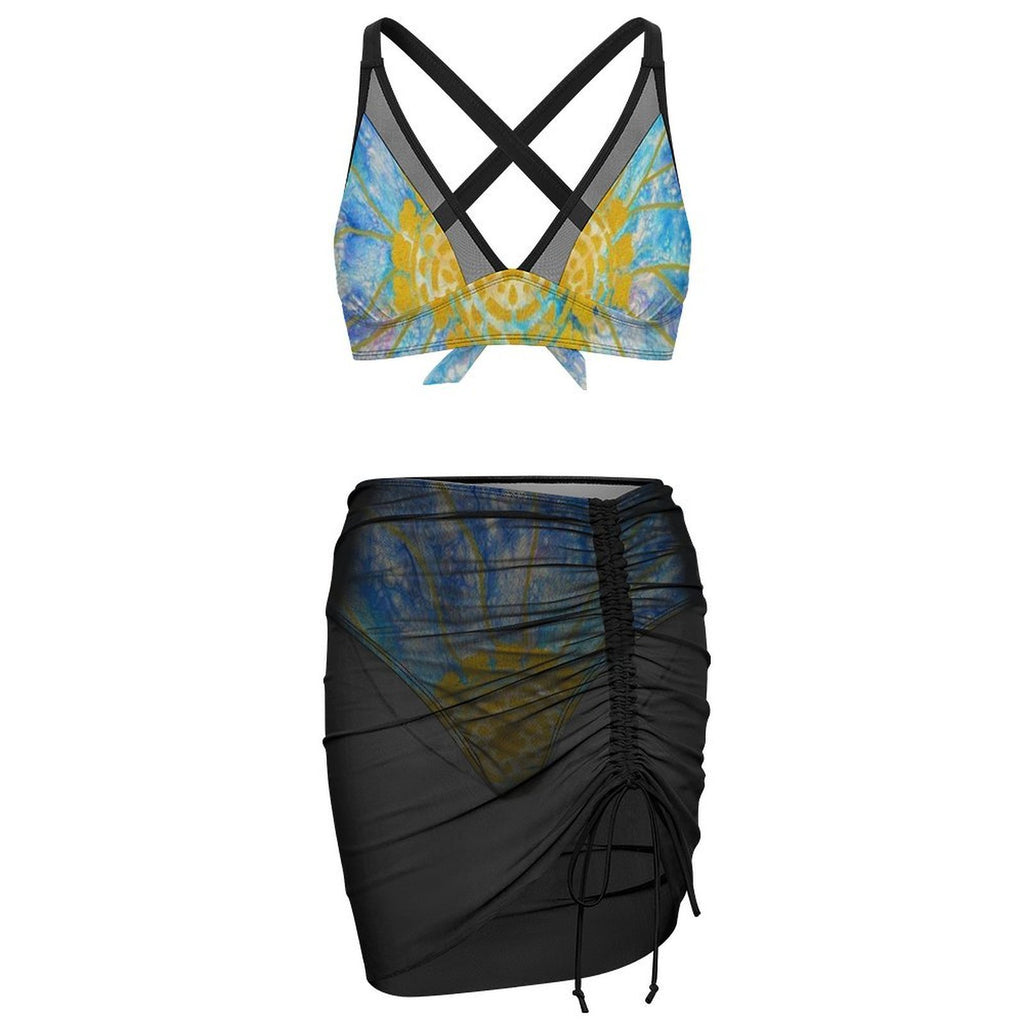 Serenity - Design Women's Mesh Drawstring Skirt and Swimsuit Set