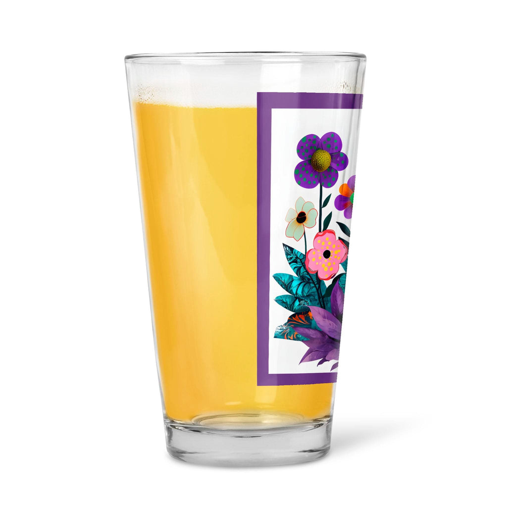 Abstract Purple Garden - 16oz Pint Beer Glass
